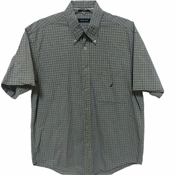 Nautica Men's Button Down Plaid S/S Shirt- L - Picture 1 of 4